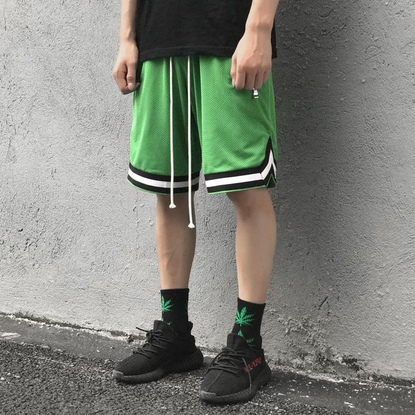 

brand new mens hiphop mesh shorts loose zipper pockets summer knees length elastic waist short pants streetwear, White;black