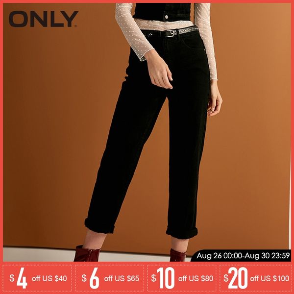 

only women's spring & summer loose fit black crop jeans |118349614, Blue