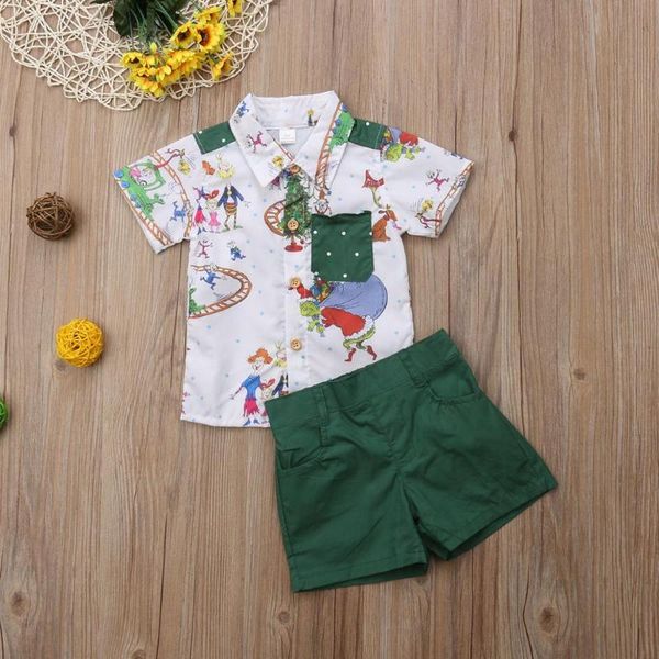 

new christmas clothes set toddler baby boys clothing t shirt blouse shorts christmas print outfits clothes, White