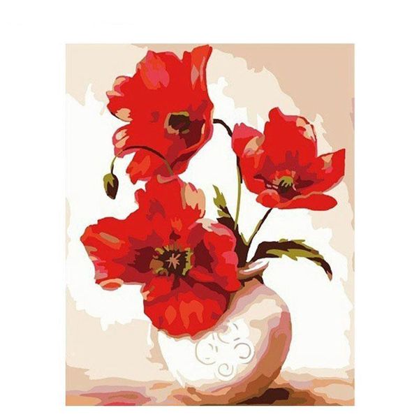 

безрамное красные цветы diy картина числа каллиграфия картина современные стены искусства картина для дома декор стены artwork