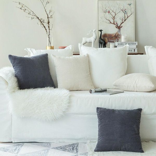 

corduroy square solid print sofa bed home decoration festival pillow case cushion cover living room bedroom car decor 45x45cm