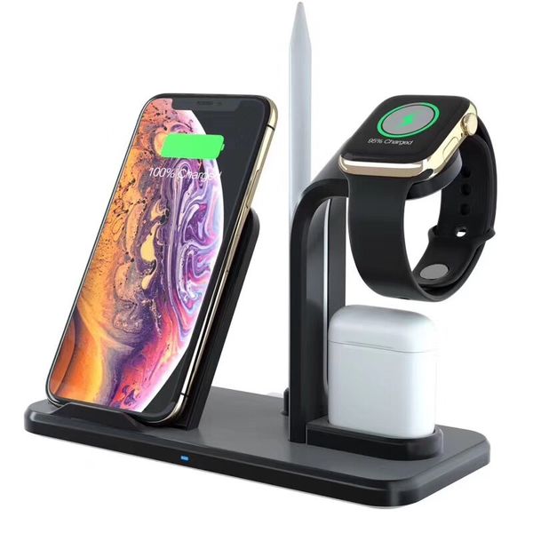 

10w 4 in 1 wirele charger cell phone holder tand for iwatch apple watch pencil airpod iphone 8 plu x max xr charging ba e