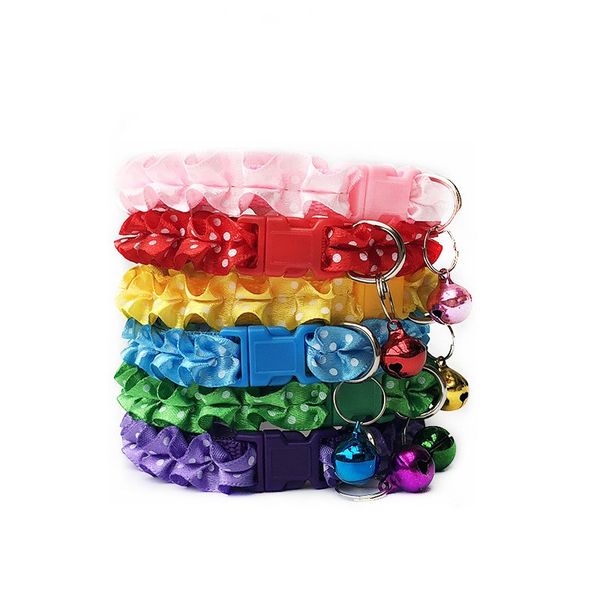 Acheter De Noël Dentelle Cloche Collier De Chien Vague Dots Patch Chat Colliers Multicolore Pet Party Décoration Fournitures De Mode Livraison