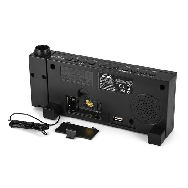 

digital dimmable projection alarm clock fm radio 1.8in ultra large led display usb port 180degree swivel table wall clock zj0372