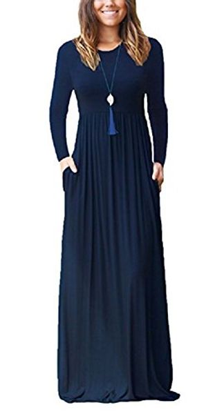 

primoda women's casual maxi dress with pockets plain loose swing short sleeve t-shirt long dresses, Black;gray
