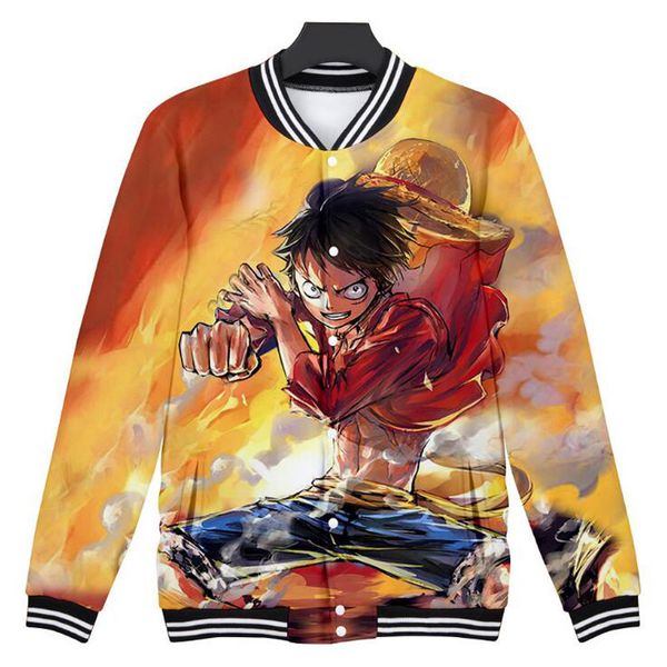 

аниме one piece 3d print мужские толстовки кофты унисекс взрослый / ребенок обезьяна d luffy бейсбол униформа мужская зимняя куртка и пальто, Black