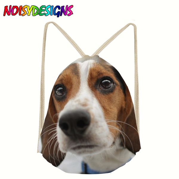 

3d beagle printing women drawstring backpack dog pattern mochila bolsa man bags travel storage package school drawstring bag