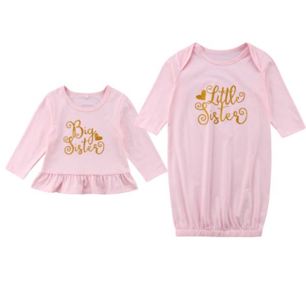 

Matching Cotton Clothes Big Sister T-shirt Tee Little Sister Romper Dress Outfit