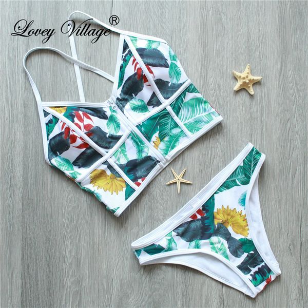 

bikinis set 2021 floral biquini thong zipper high neck swim bathing suit plus size swimwear women brazilian bikini push up swimsuit