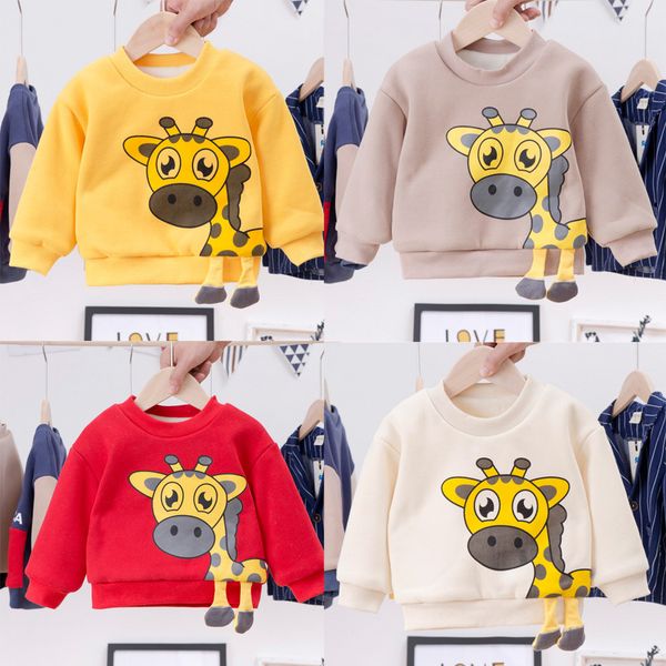 

children's sweater 2019 autumn new boys and girls autumn and winter wear baby children's clothing cartoon plus velvet shirt, Black