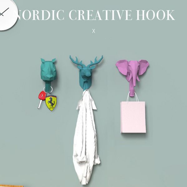 

слон олень животные формы самоклеящейся одежды стеллаж крюк вешалка cap room decor sticky сумка крюк