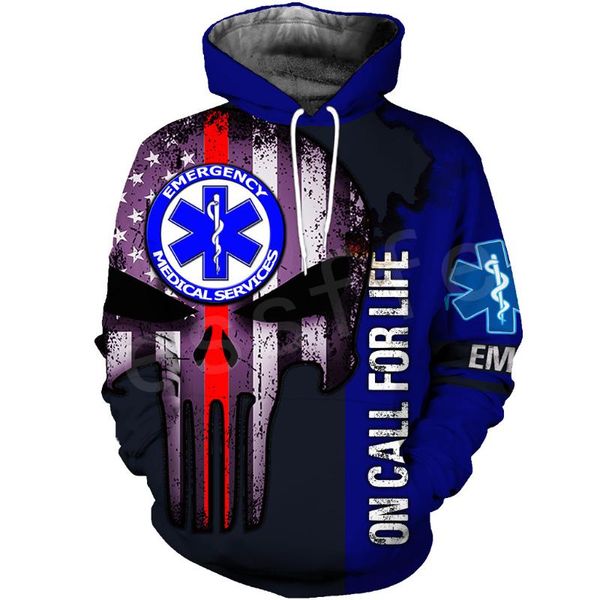 

emergency technician emt ems paramedic newfashion pullover 3dprint sweatshirt/hoodies/zipper/jacket s-13, Black