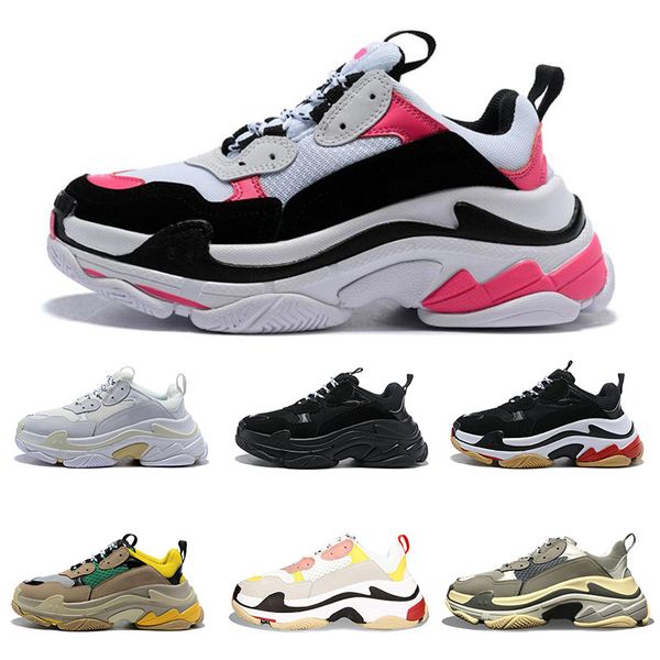 

hight quality mens triple black paris triple s designer sneaker yellow green white red pink dad running shoes women sport trainer size36-45