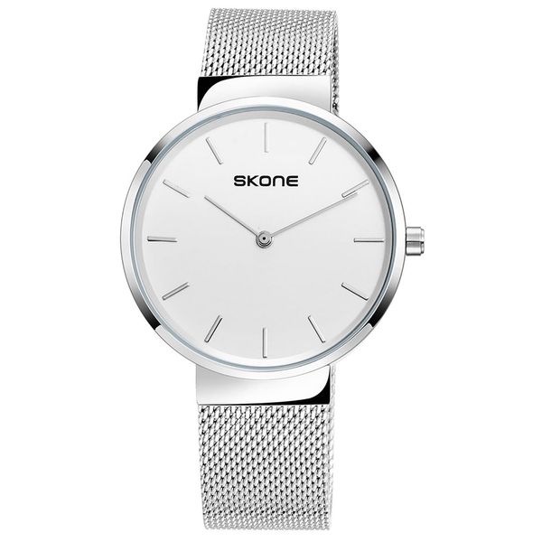 

2018 simple fashion dial watches quartz watch stainless steel strap business men wristwatch mature male clock, Slivery;brown