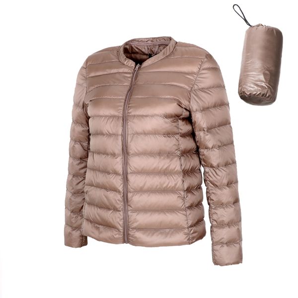 

новый воротника пальто с zipper ultra light вниз куртка женщина перо вкладыша или верхней одежды ветровка jakcets, Black