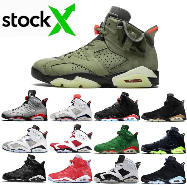 

travis scotts x 6 medium olive 6s men basketball shoes yellow cactus jack unc reflective bugs bunny sports sneakers us 8-13