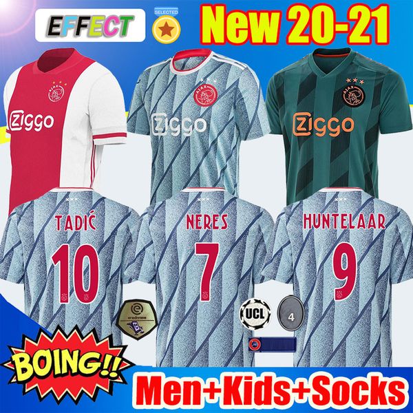 

thailand 20 21 ajax soccer jersey promes ajax home away van de beek neres 2020 2021 tadic football shirt men kids sets uniforms, Black;yellow