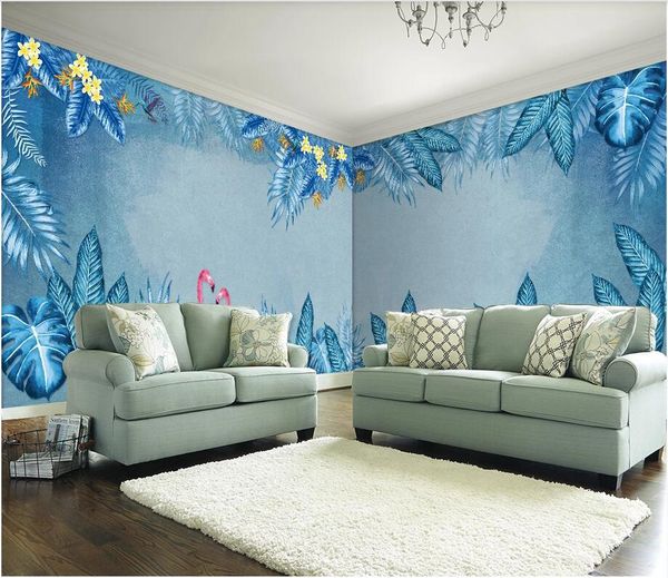 

3d wallpaper custom p mural tropical plant and flamingo whole house custom background wall stickers murals wallpaper for walls 3 d