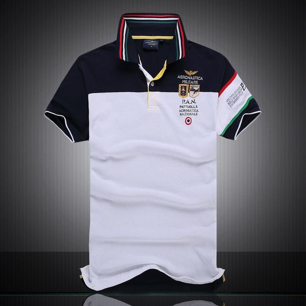 

new embroidered short sleeve lapel polo shirt men's trade paul men's air force one men's pure short sleeve t-shirt, White;black