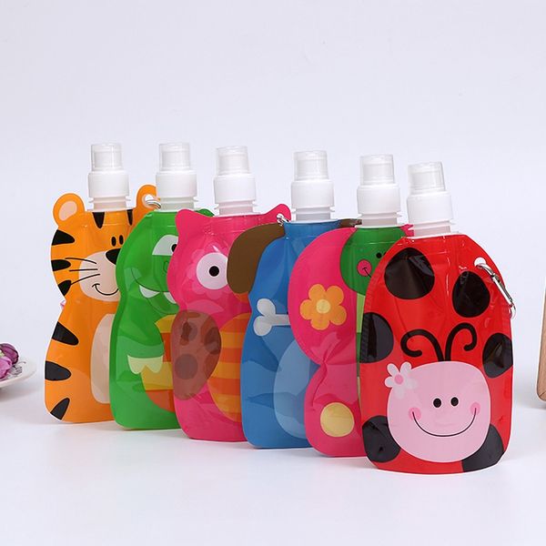 Cartoon Animal Water Drinking Cup Bag Travel Drink Bottle Child Foldable Bag W