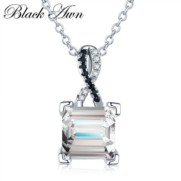 

black awn] 925 sterling silver fine jewelry trendy engagement necklaces for women wedding pendants p026