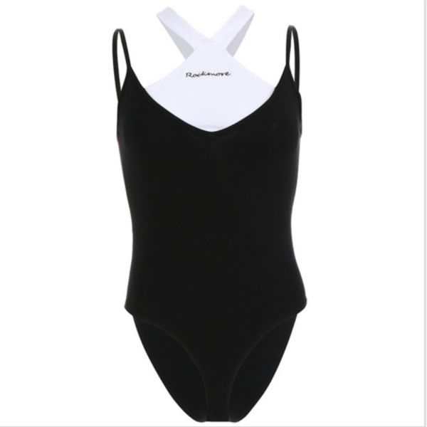 

womens sleeveless bodysuit leotard bodycon bandage bodysuit, Black;white
