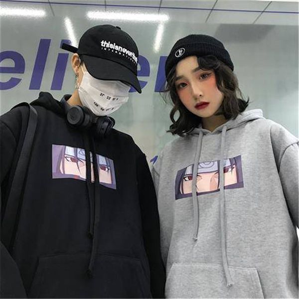 

japan anime naruto sasuke print hoodie men women autumn winter sweatshirt fashion cartoon hooded harajuku tracksuit hoodie coats, Black