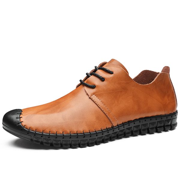

2019 new big size 38-48 casual shoes loafers men shoes quality handmade leather driving men flats moccasins, Black