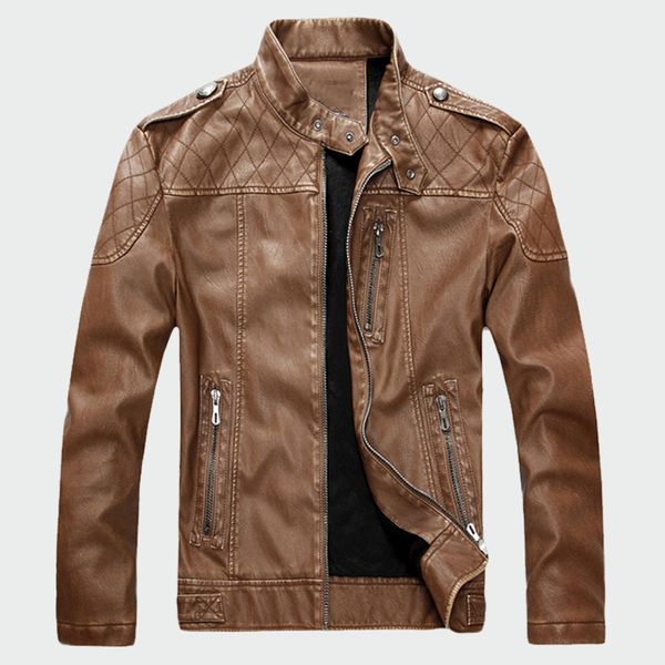 

men's leather jackets winter casual motorcycle pu plus velvet leather coats men faux jacket plus velvet brand clothing 2xl ml013, Black