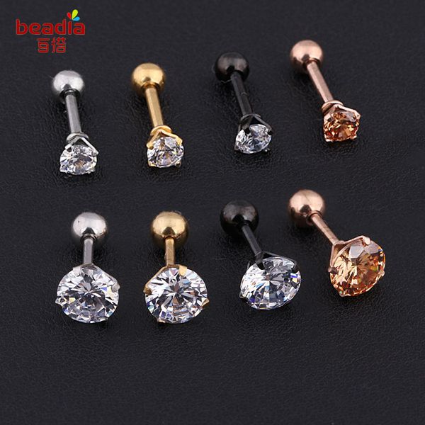 

New fa hion 2pc bag ilver gold color cry tal cartilage earring helix ear piercing upper body for women men jewelry