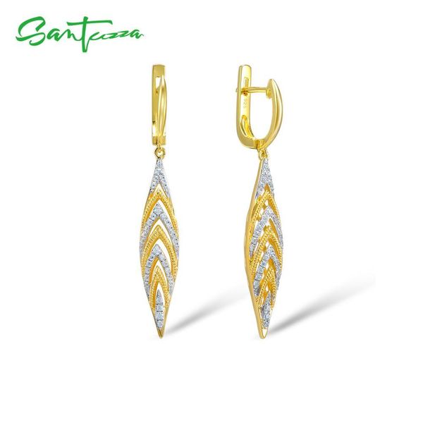 

santuzza gold color drop earrings 925 sterling silver for women drop hanging earrings new year gifts fine jewelry