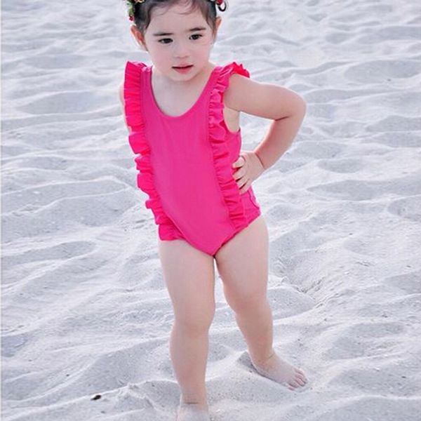 

summer one piece red ruffles bikini set children swimwear girls swimming wear bikini swimsuit bathing suit beachwear marc15