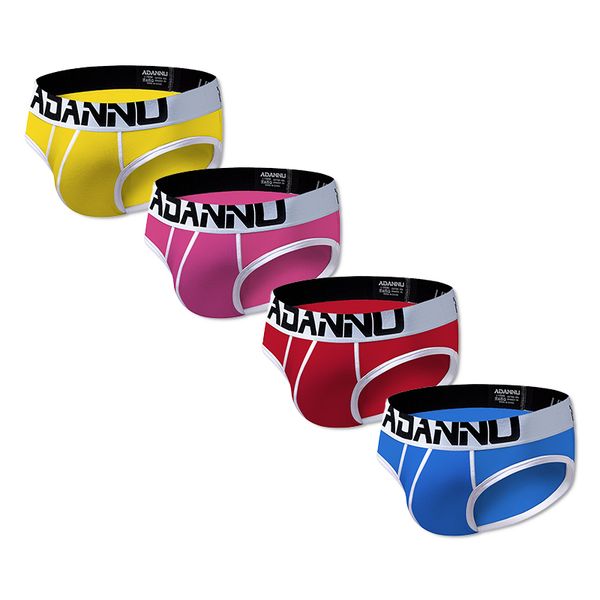 

4 pcs/lot brand men briefs cotton men underwear breathable u convex low waist underpants cueca tanga patchwork 4 color, Black;white