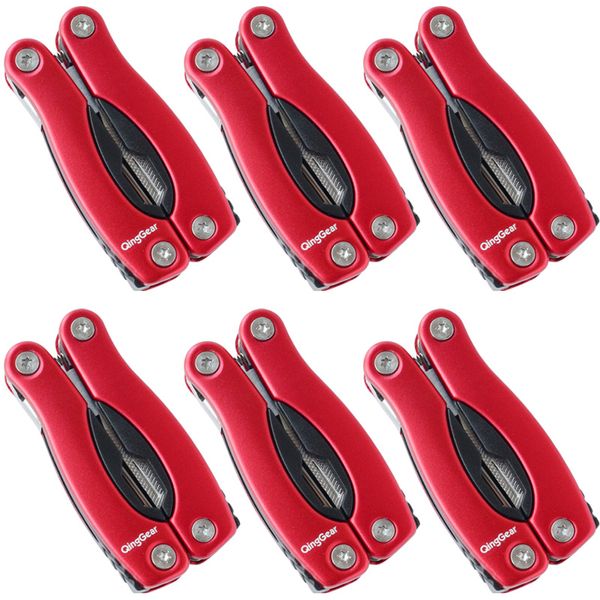 6PCS QingGear Multi Zangen 9-in-1 Mini Kompakte Taschenzange Messer Feile Schraubendreher Flaschenöffner Säge Outdoor Camping Survival Kit