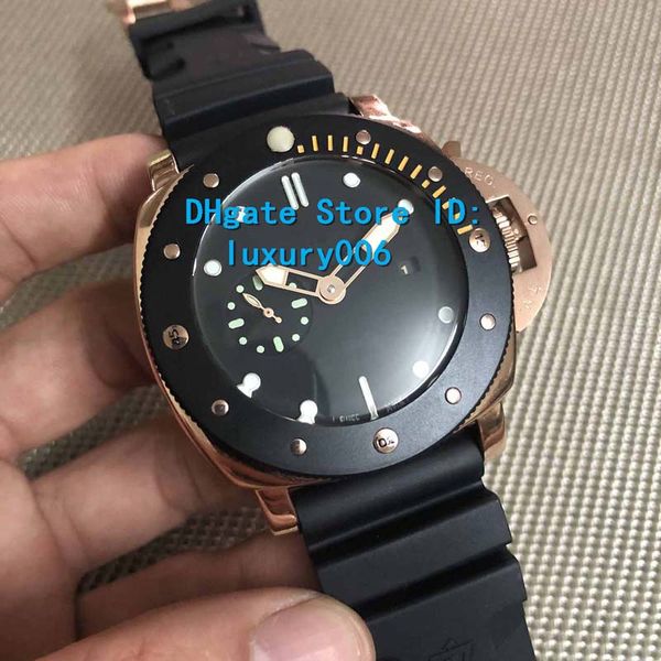 

new watch pam000684 pam684 seagull automatic movement rose gold case black face black rubber strap swiss men's watch 48mm