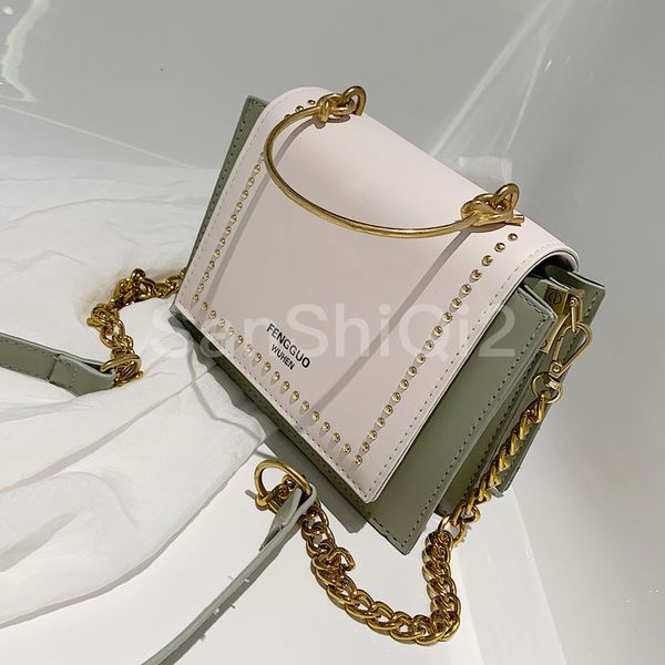 

female elegant metal ring tote bag 2019 fashion new quality pu leather women's designer handbag chain shoulder messenger bags