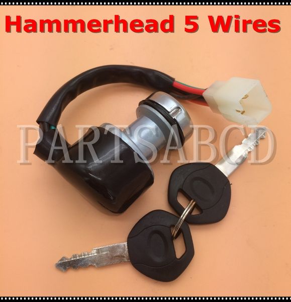 

hammerhead 5 wires ignition key switch pigtail(std,ss) 150cc 250cc go kart buggy 6.000.020