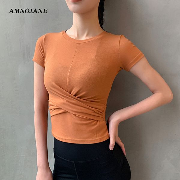 

cross waist yoga crop sports bra running sport t shirt gym clothing workout seamless fitness exercise women sportswear, White;red