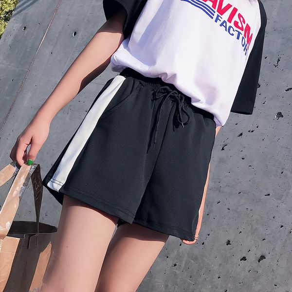 

2019 sports shorts women's summer wide-leg casual loose-fit running outer wear students versatile a- line shorts, Black;blue