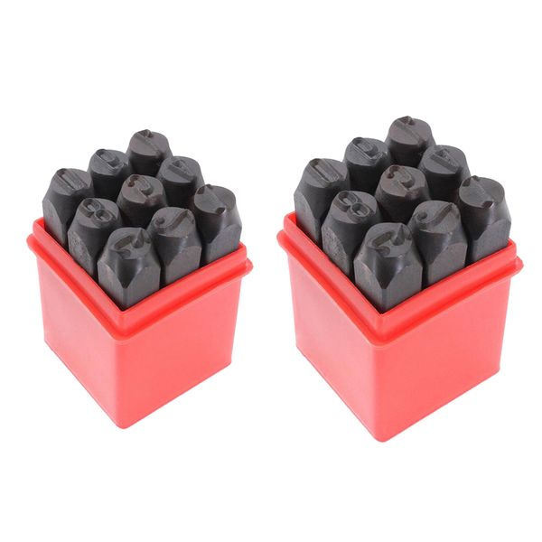 

2 sets of 18 pieces number punch set for stamping metal - 3mm & 12.5mm