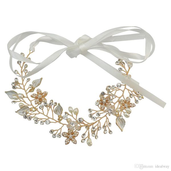 

idealway fashion design gold allloy shiny crystal pearl shape handmade hairclip hair clips for women hair accessory jewelry, Golden;silver