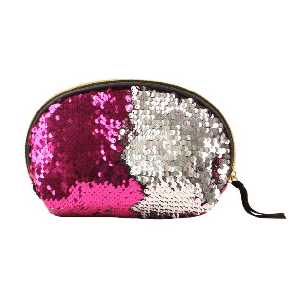 

makeup bags sequins glitter cosmetic bags double color sequins handbag makeup pouch women mermaid party clutch