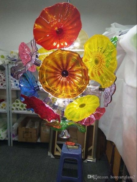 

morano glass plate art chandelier lighting modern crystal plates pendant lamp for kitchen living room decor