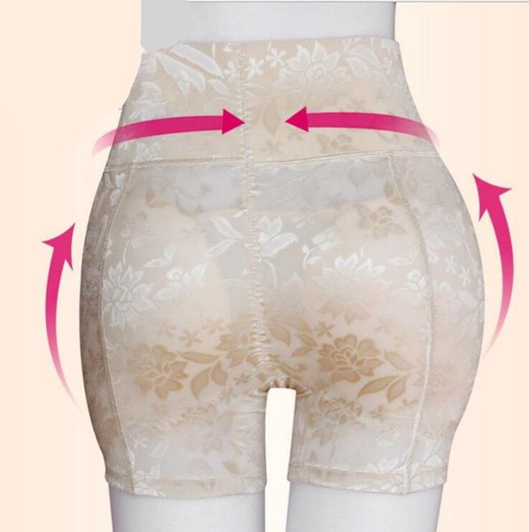 

new arrival high waist women underwear butt hip enhancer shaper seamless boxer women lace padded panties, Black;pink
