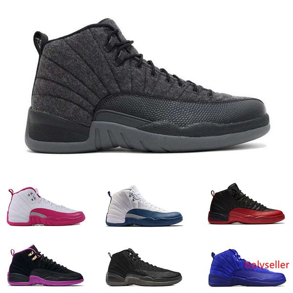 

wholesale shoes 12s xii mens basketball shoes white gold men black sneakers us size 8-13