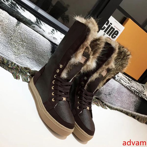 

бренд-дизайнер натуральная кожа женщины меховые сапоги замша снегоступы 100% кролик теплая зимняя обувь для моды роскошная женщина колено вы