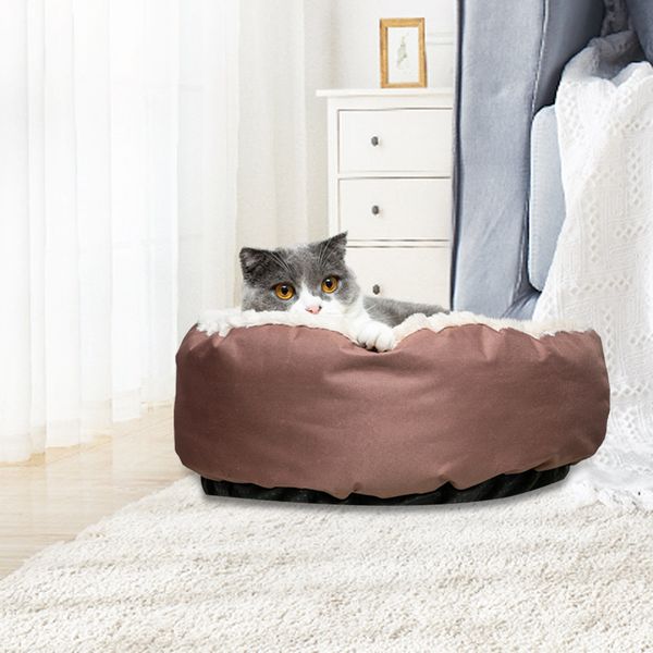 

pet dog cat bed теплый мягкий nest круглый браун