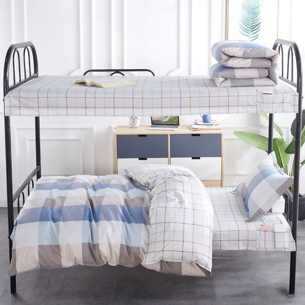 

the new student dormitory is made of three-piece single and double bedding set