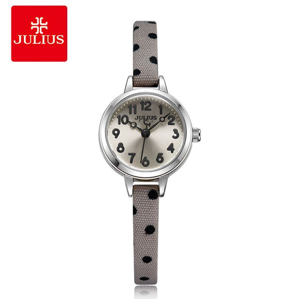 

julius luxury small watch girl gift watch arabic number japan quartz children kids watches ultra slim cartoon leather montre ja-1022, Slivery;brown