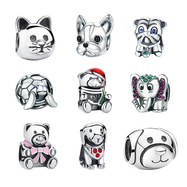 

2019 новое прибытие 925 стерлингового серебра curious cat животных charm fit wst ожерелье браслет аутентичные равное ювелирные изделия, Blue;slivery